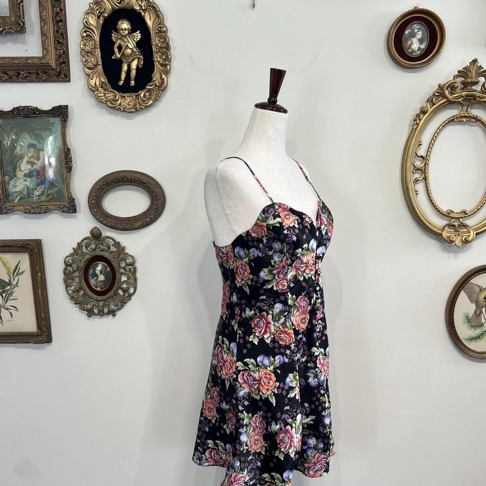Victoria's Secret Women's S Black Floral Satin Slip Dress - Picture 2 of 8